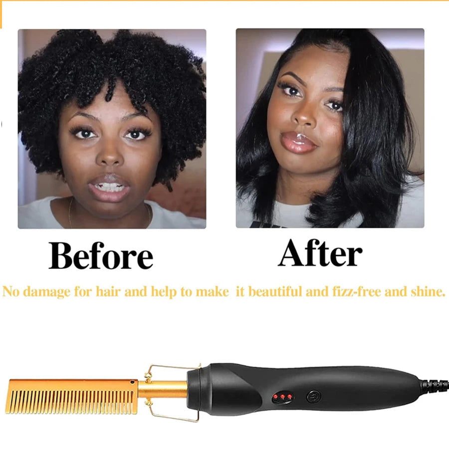 Goiple Electric Hot Comb Hair Straightener Curling Iron For Wigs