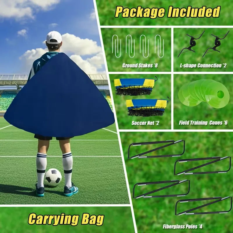 Portable Soccer Goal Set 2 Pack Pop Up Net Backyard Indoor