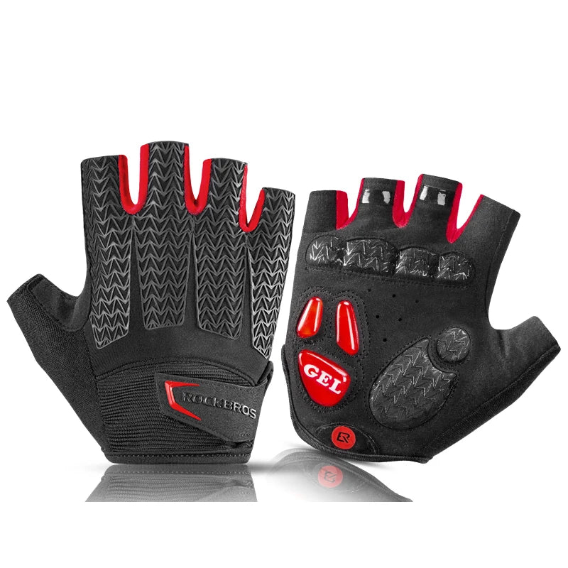 Rockbros Half Finger Cycling Gloves Featuring Breathable Gel Padding