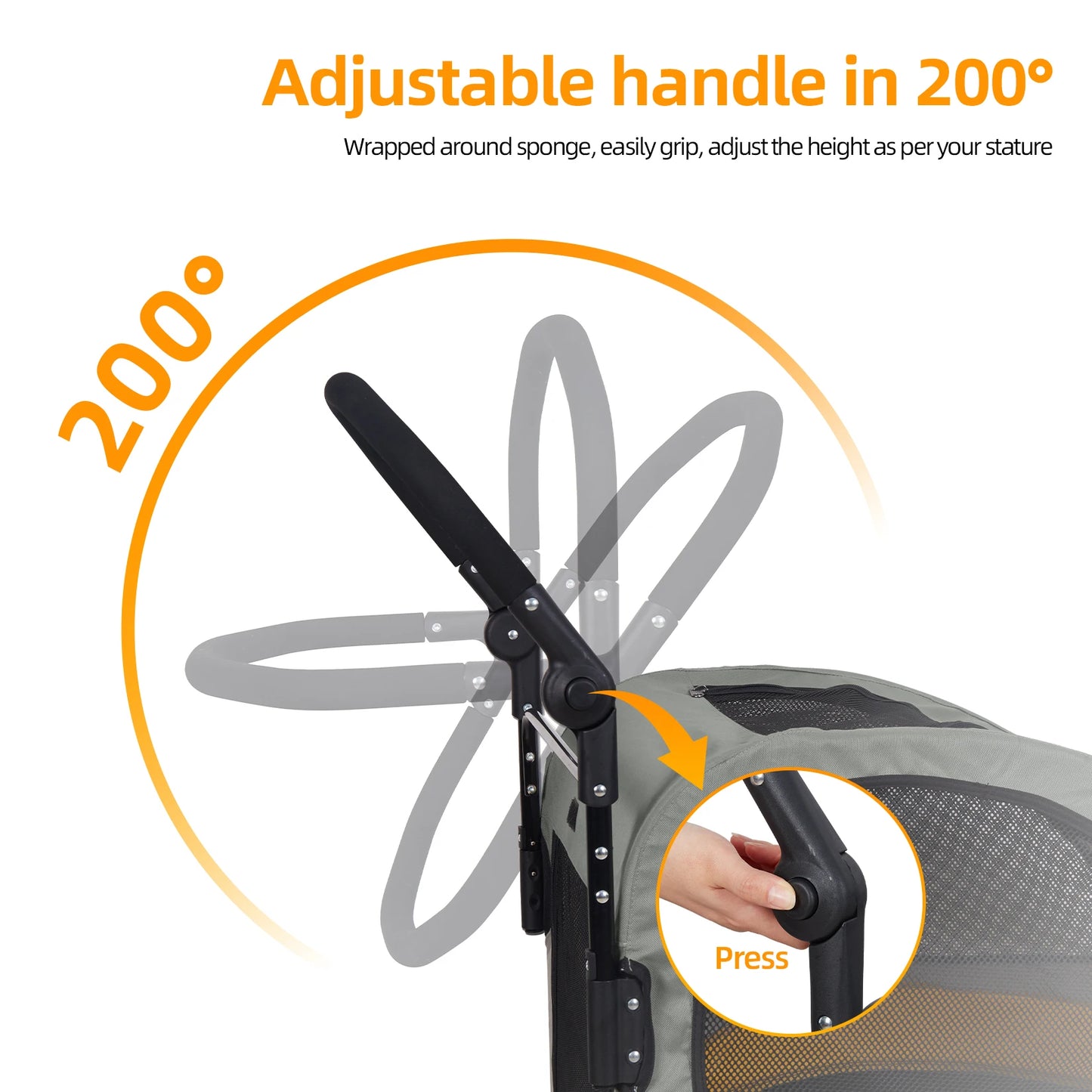 Foldable Portable Dog Stroller Four Wheels For Large Pets