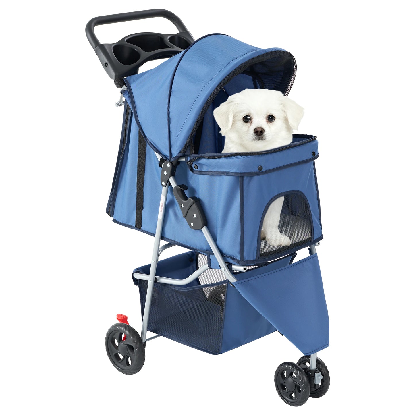 3 Wheel Foldable Pet Stroller For Small Dogs And Cats With Mesh Window