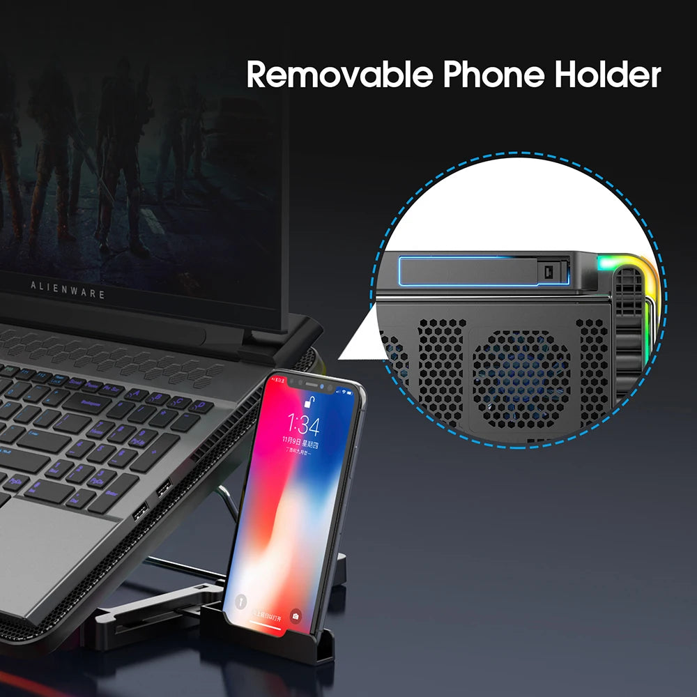 Coolcold Laptop Cooling Pad Six Quiet Fans And Adjustable Height