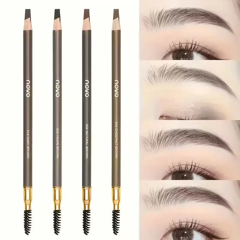Waterproof Eyebrow Pencils 4 Pack Dual Ended With Spoolie Brush