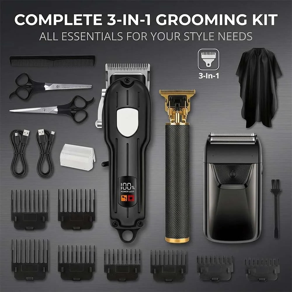SHUYU Cordless Hair Clipper Kit With LED Display And Trimmer