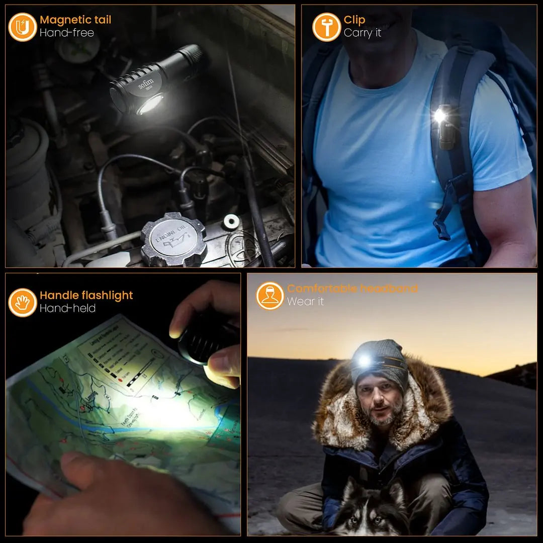Sofirn HS10 USB Rechargeable Headlamp 1100 Lumens TIR Magnetic Tail