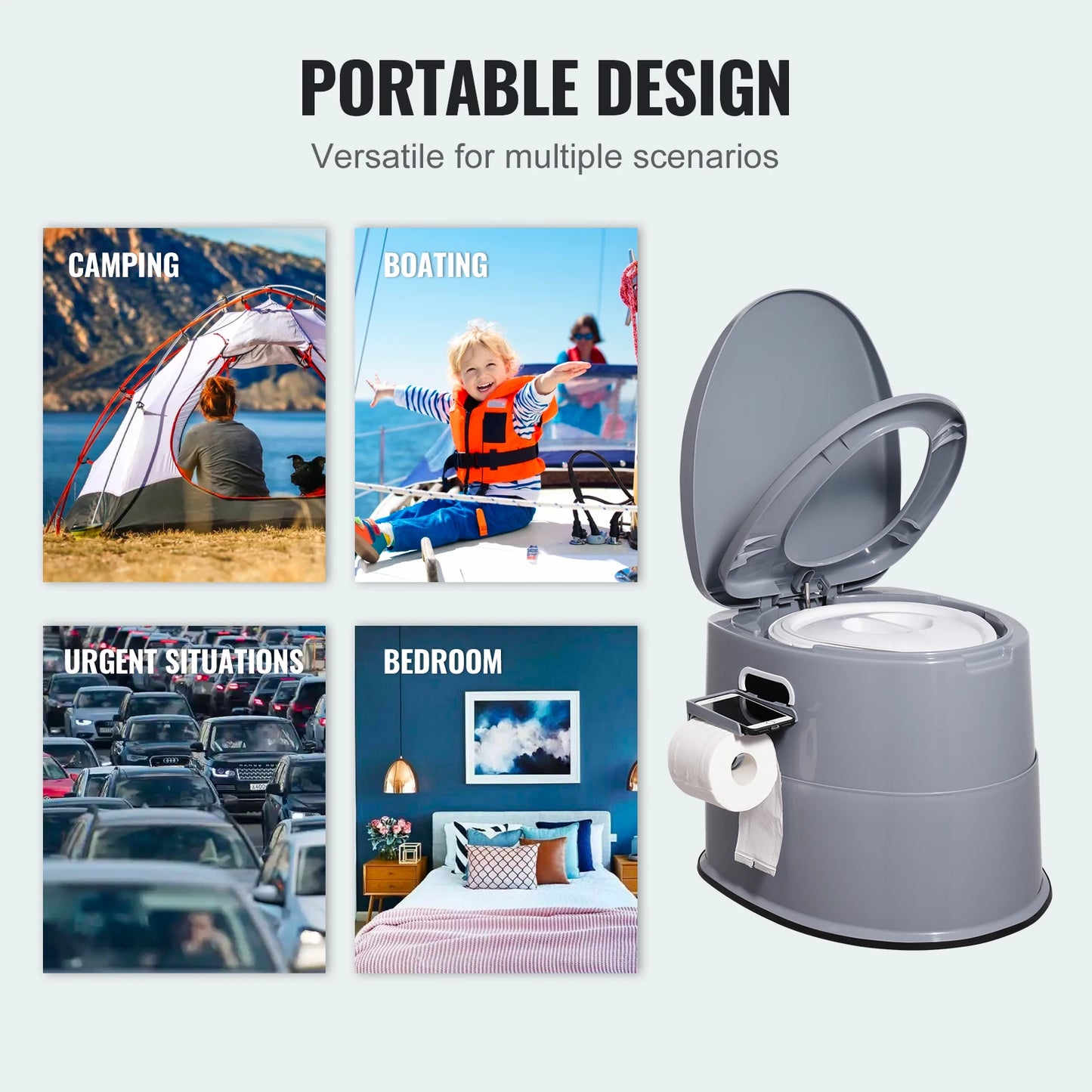 SucceBuy Portable Gravity Flush Toilet For Outdoor Camping