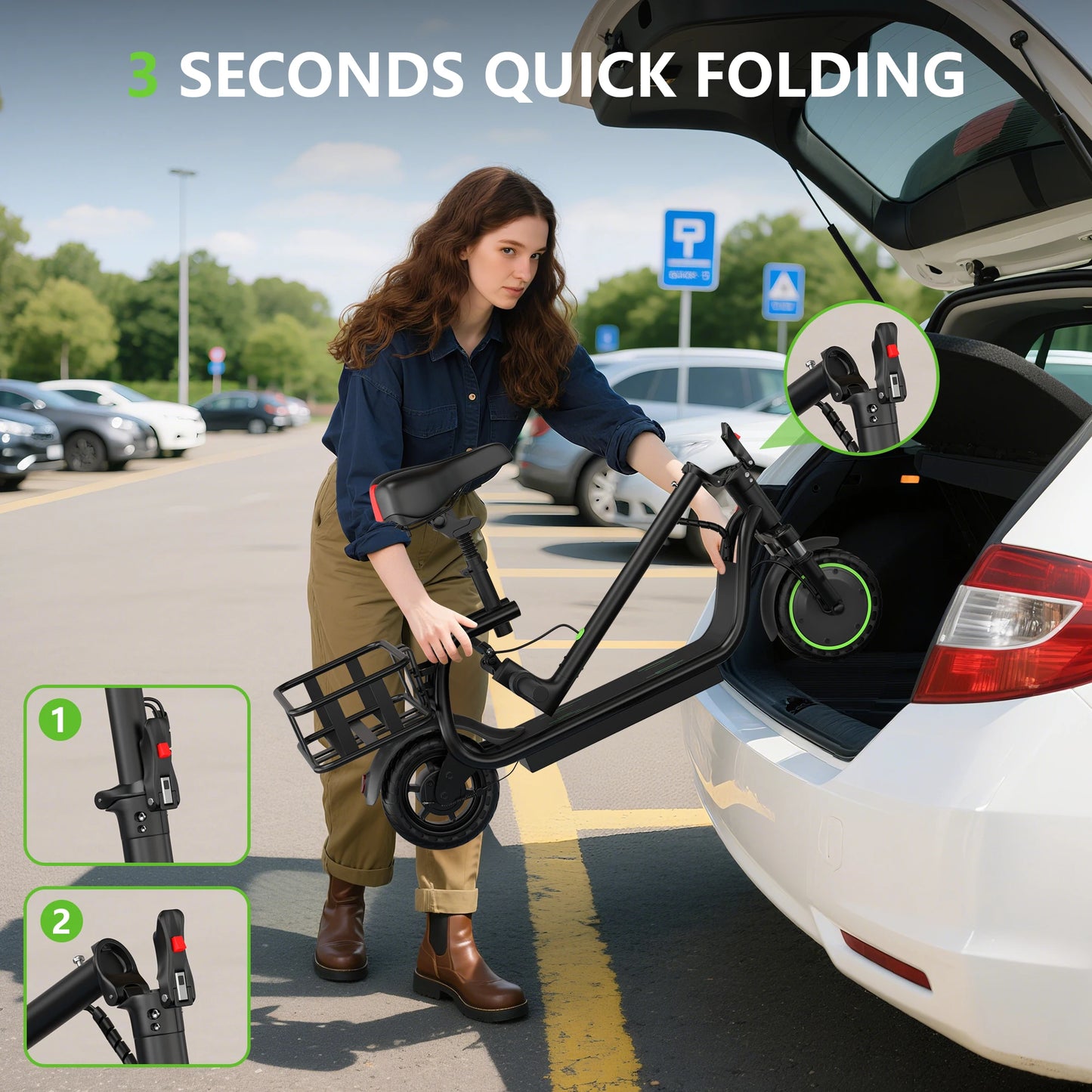 MAXSHOT Electric Scooter With Seat 15 Mile Range 19 MPH