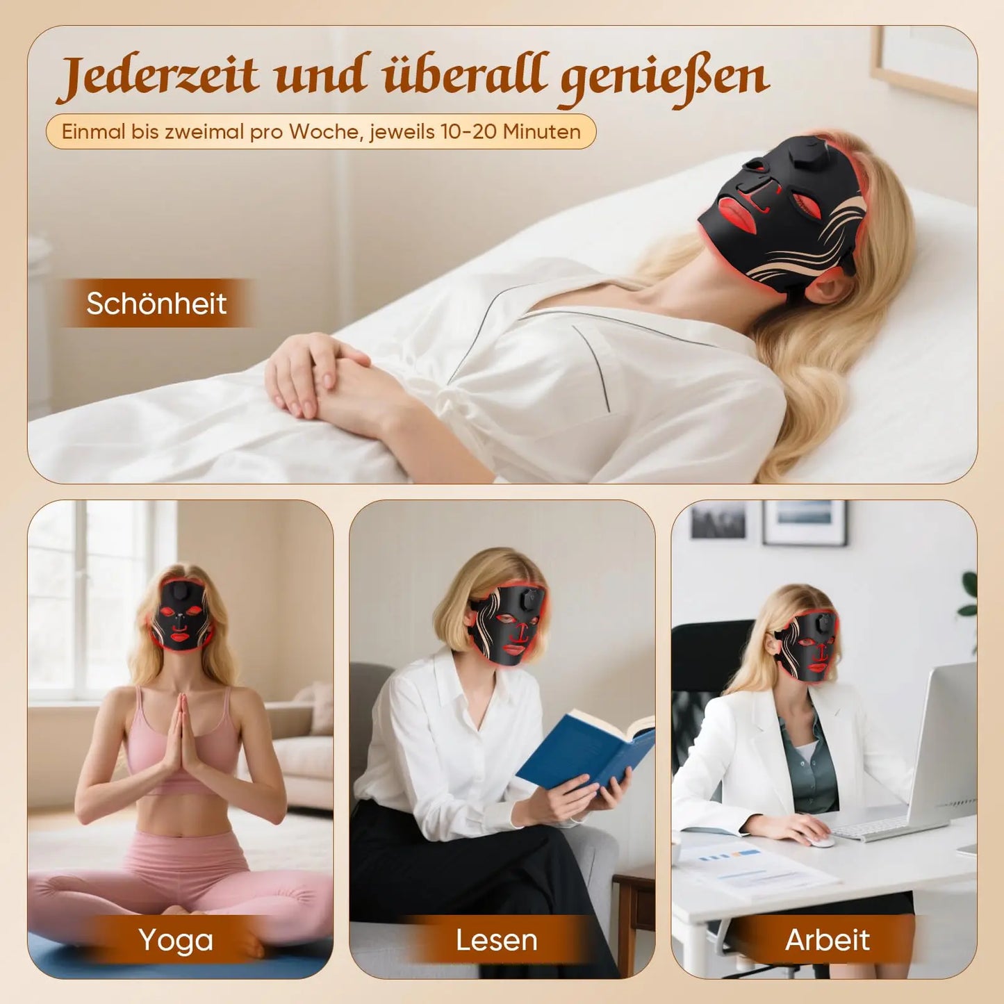 LED Face Mask Silicone Light Therapy Anti Aging Wrinkle Acne