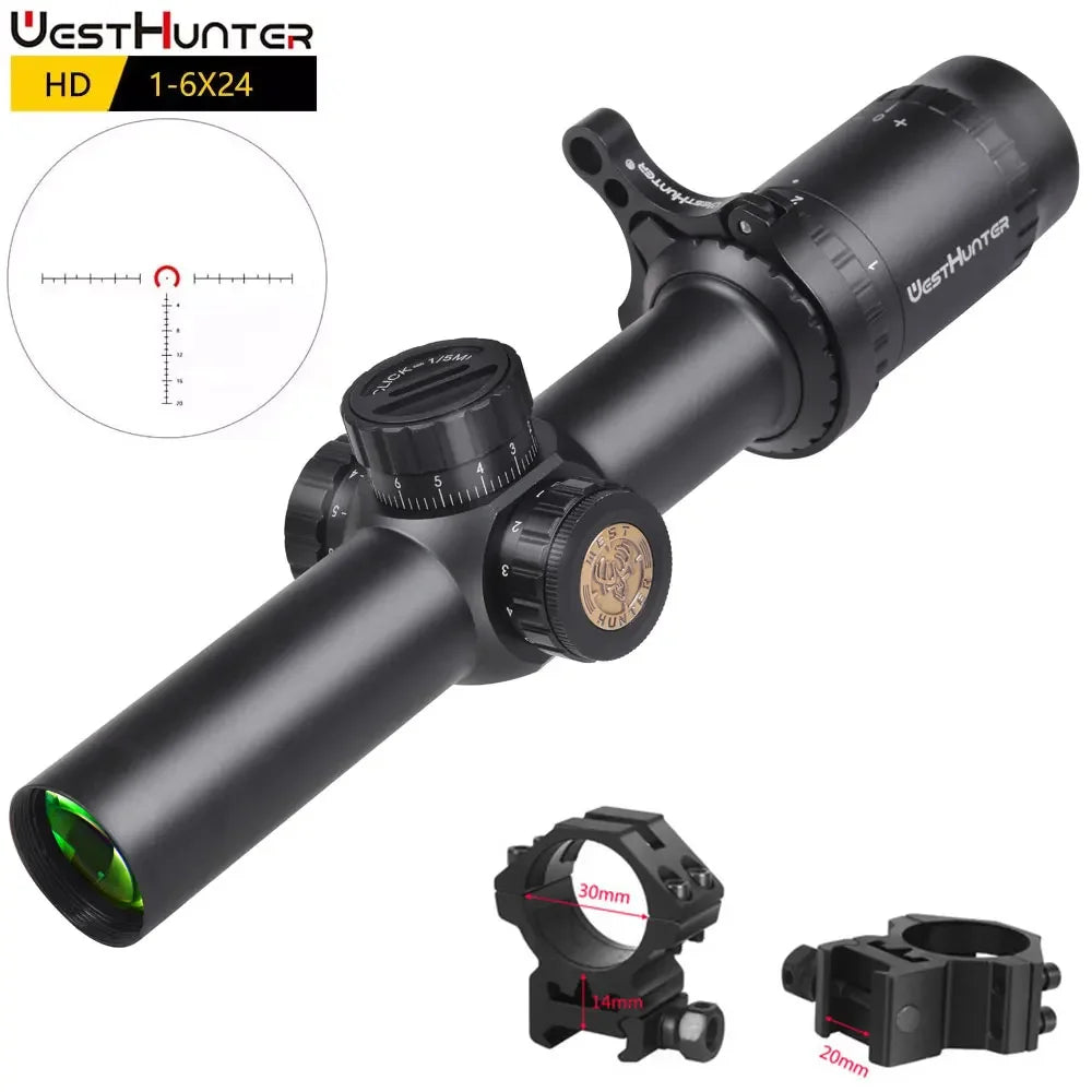 WestHunter HD 1-6X24 IR LPVO Riflescope With Green Red Illumination