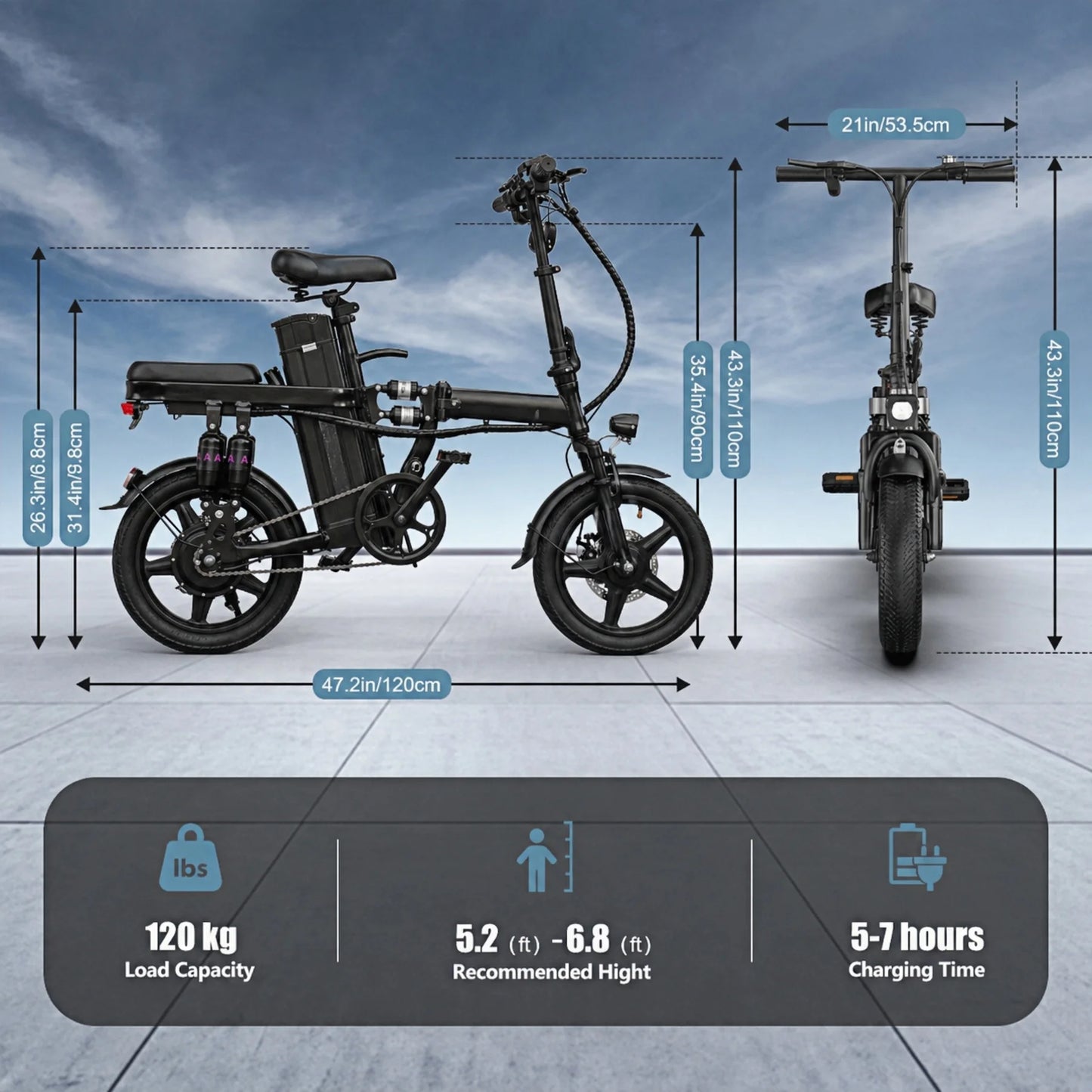 Foldable Electric Bicycle for Adults 500W Motor and 48V Battery