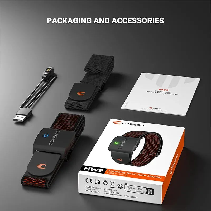 COOSPO HW9 Heart Rate Arm Band Monitor With HR Zones