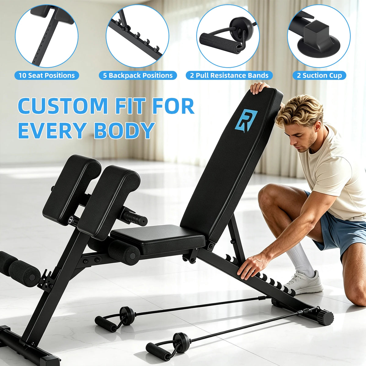 Foldable Roman Chair Hyperextension Bench for Core Strength Training