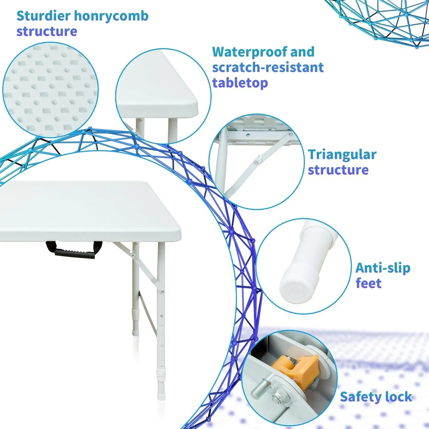 Studyset Heavy Duty Folding Table 300lb Capacity Outdoor Waterproof