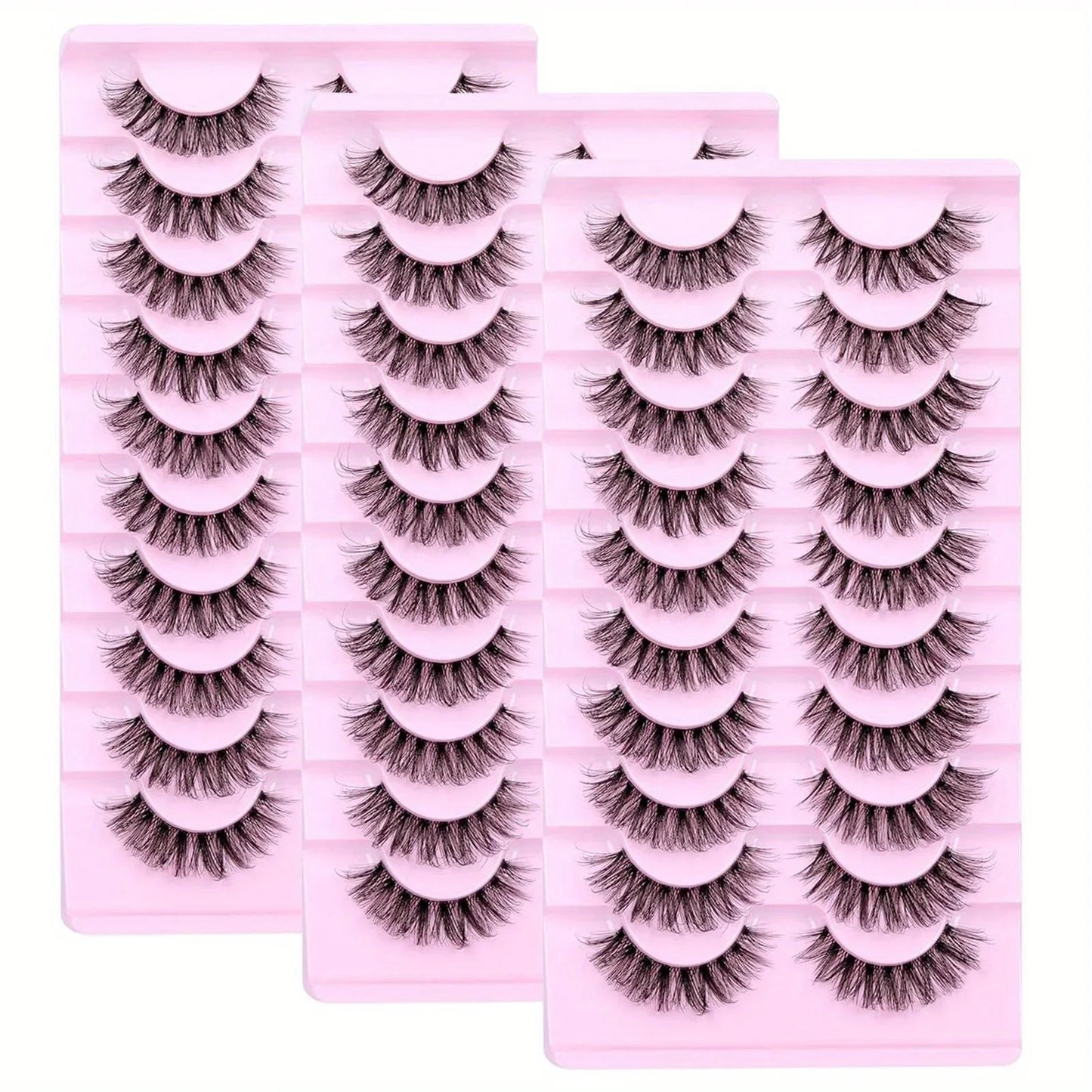 Fluffy False Eyelashes 3D Wispy Strip Lashes with Clear Band