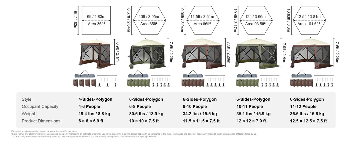 Pop Up Gazebo Screen Tent With Removable Privacy Wind Cloths