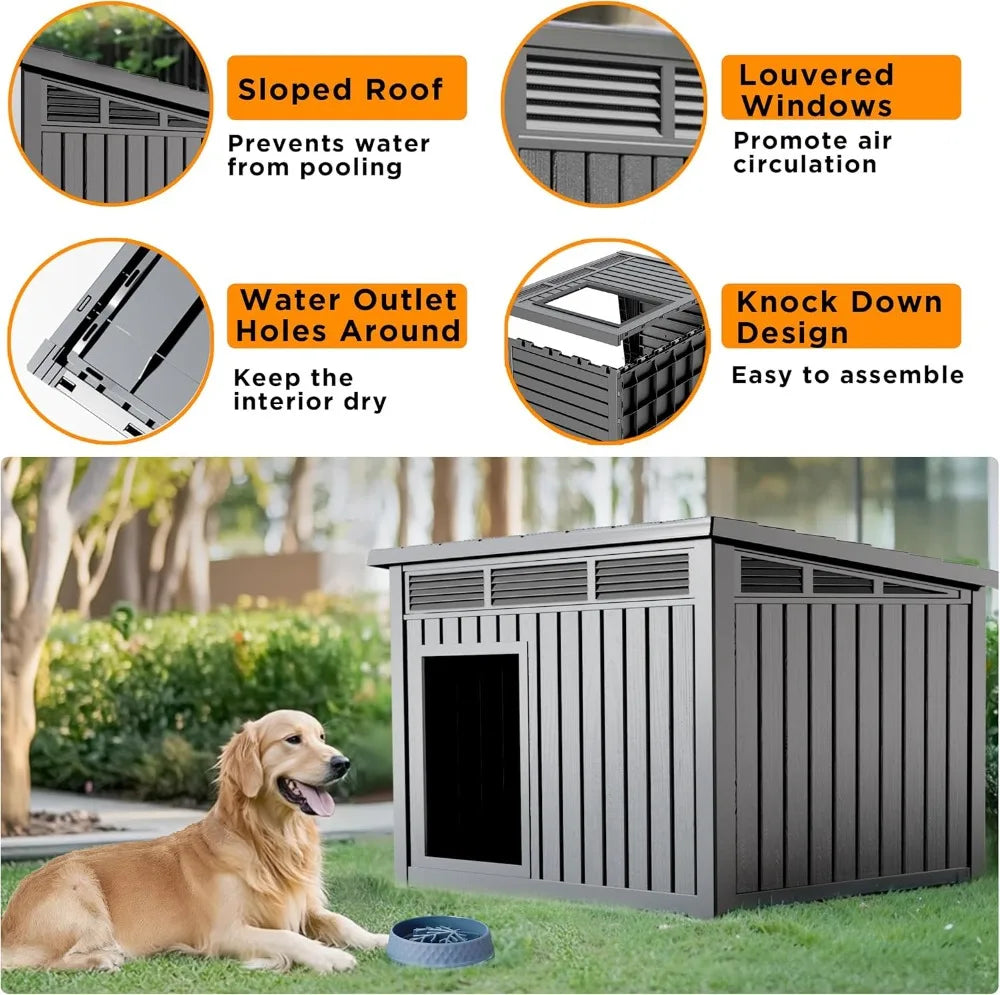Resin Weatherproof Outdoor Indoor Dog House With Removable Roof