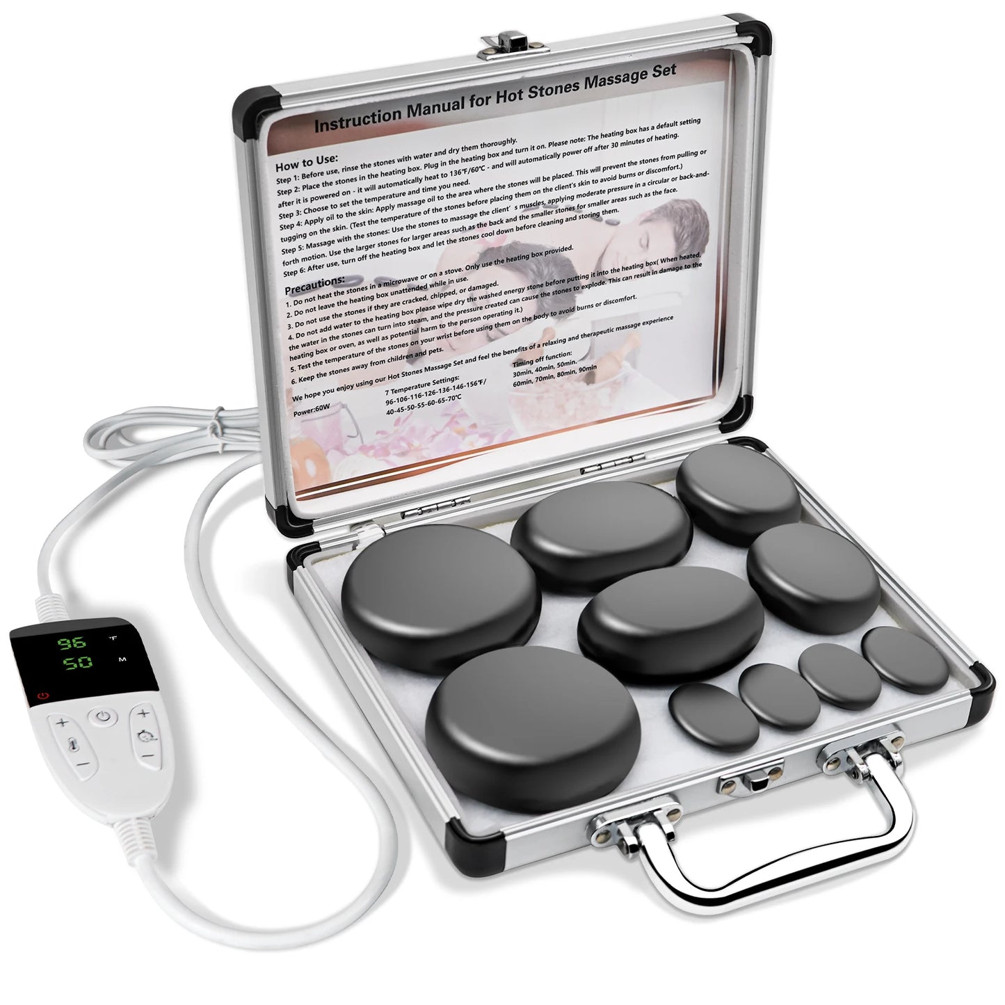 HolistHeal Hot Stone Massage Set With Temperature Adjustment Kit
