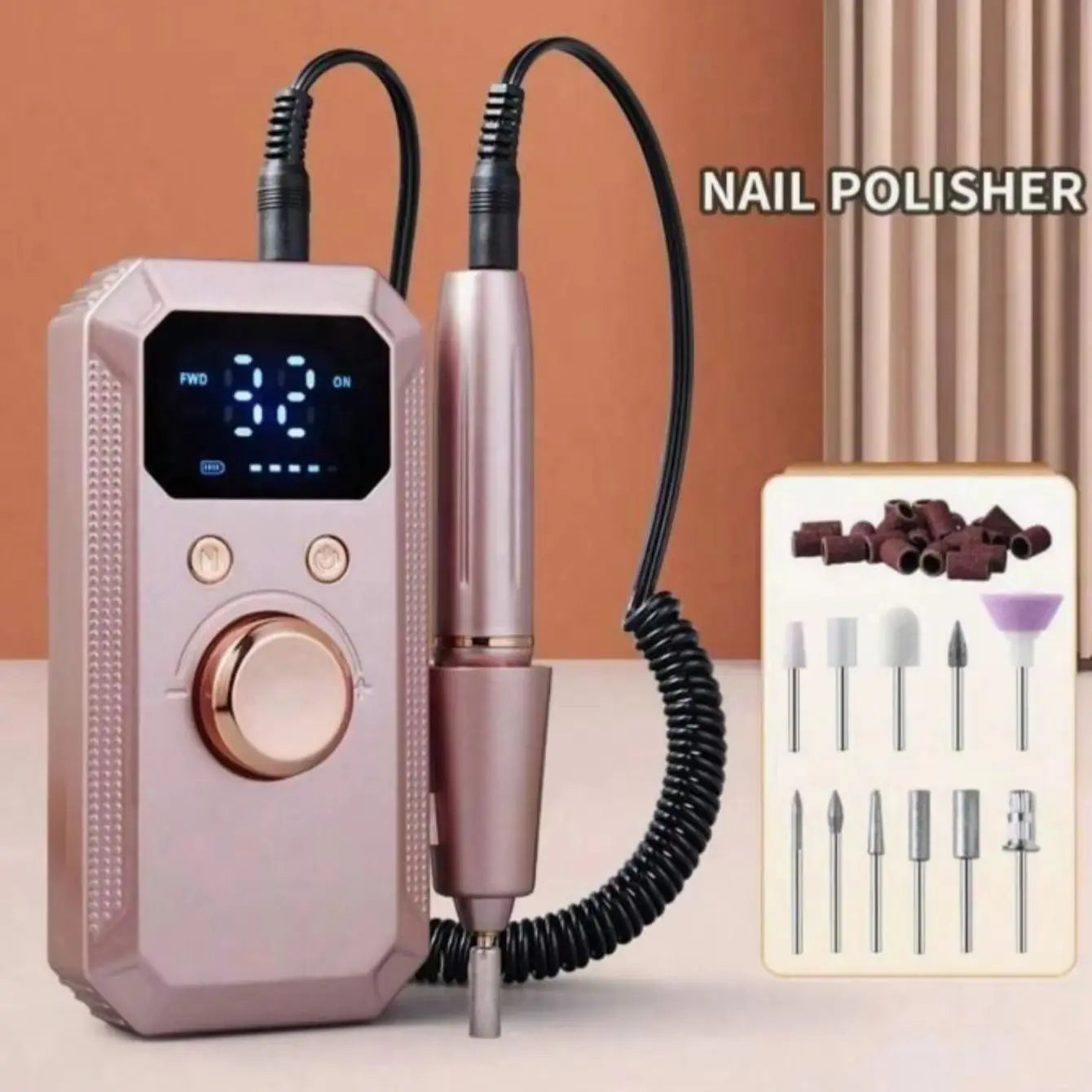 Cordless Rechargeable Electric Nail Drill With LED Display 32 Speeds