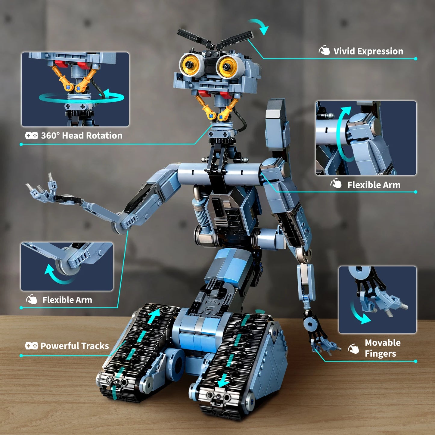 1176 Pieces Johnny 5 Robot Building Blocks Set with Remote Control Gift