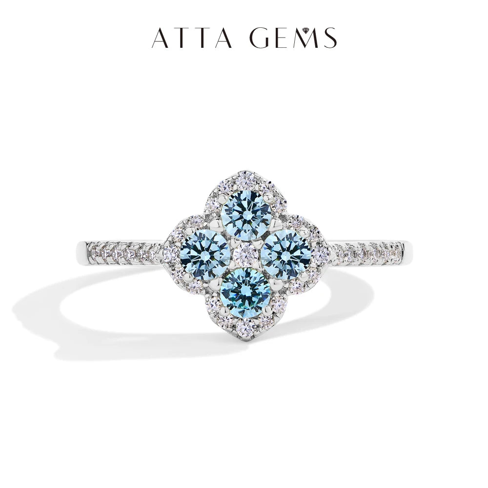 Attagems S925 Sterling Silver Halo Moissanite Ring For Women