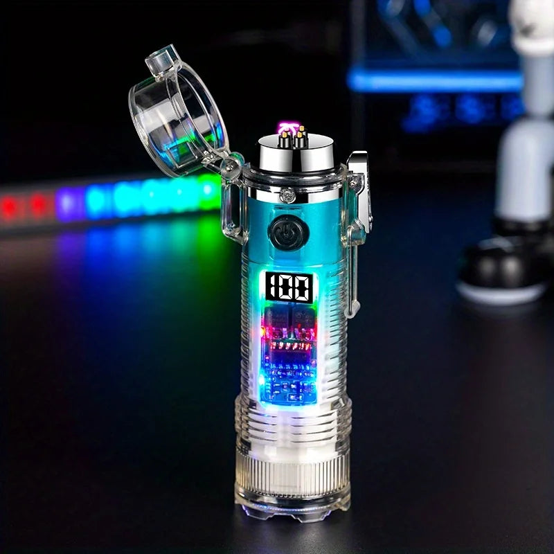 TopFlames Electronic Pulse Lighter Flameless Arc Plasma With Flashlight