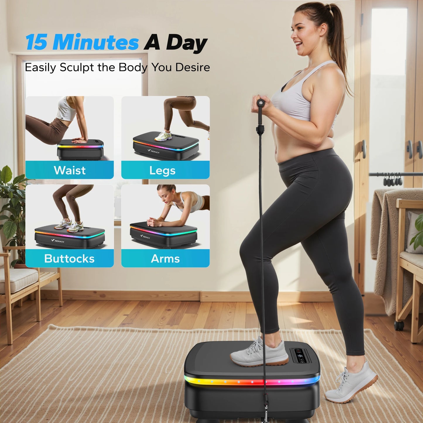 MERACH Vibration Plate Exercise Machine Whole Body Workout Power Platform