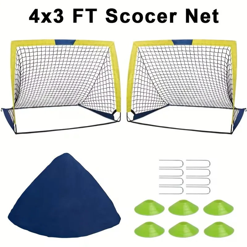 Portable Soccer Goal Set 2 Pack Pop Up Net Backyard Indoor