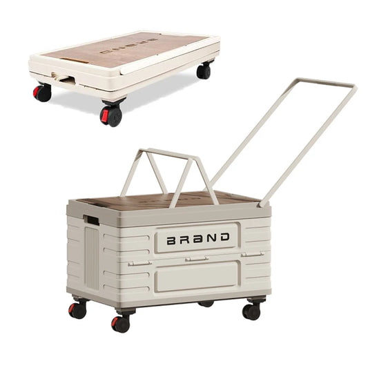 360 Degree Rotating Foldable Storage Cart with Silent Locking Wheels