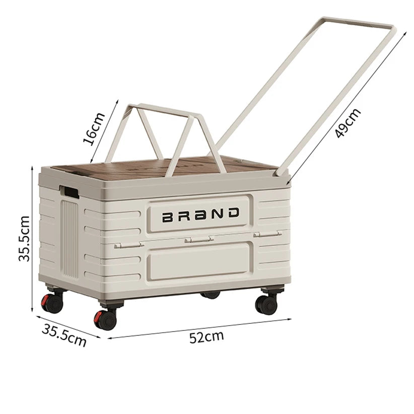 360 Degree Rotating Foldable Storage Cart with Silent Locking Wheels