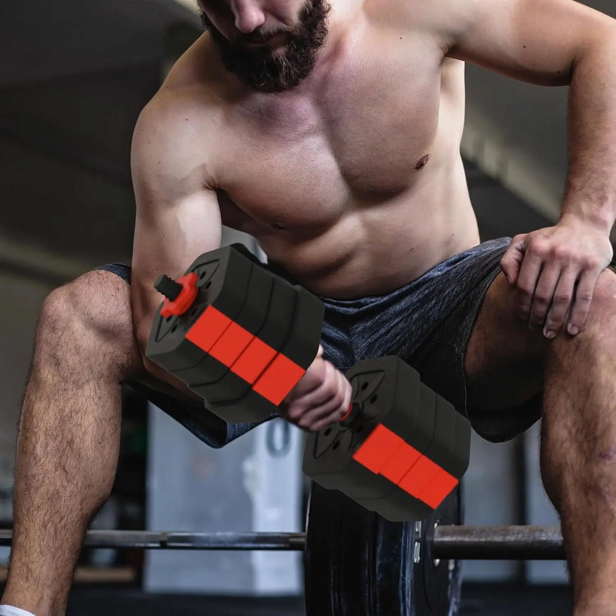 Adjustable Rubber Dumbbell Set With Convertible Barbell Design