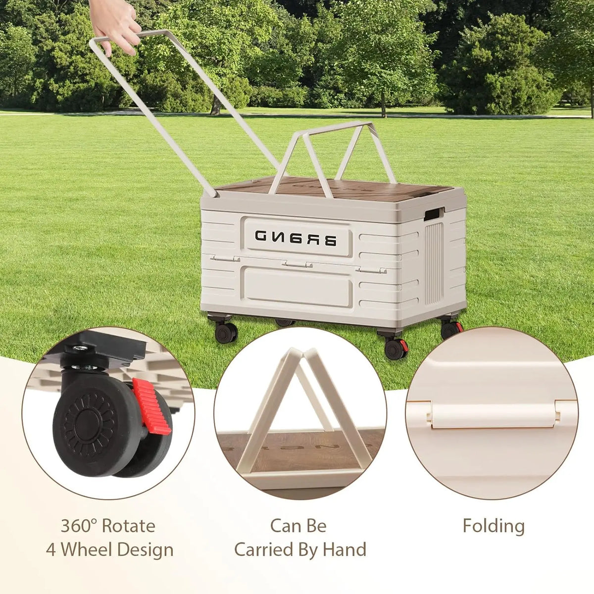 360 Degree Rotating Foldable Storage Cart with Silent Locking Wheels