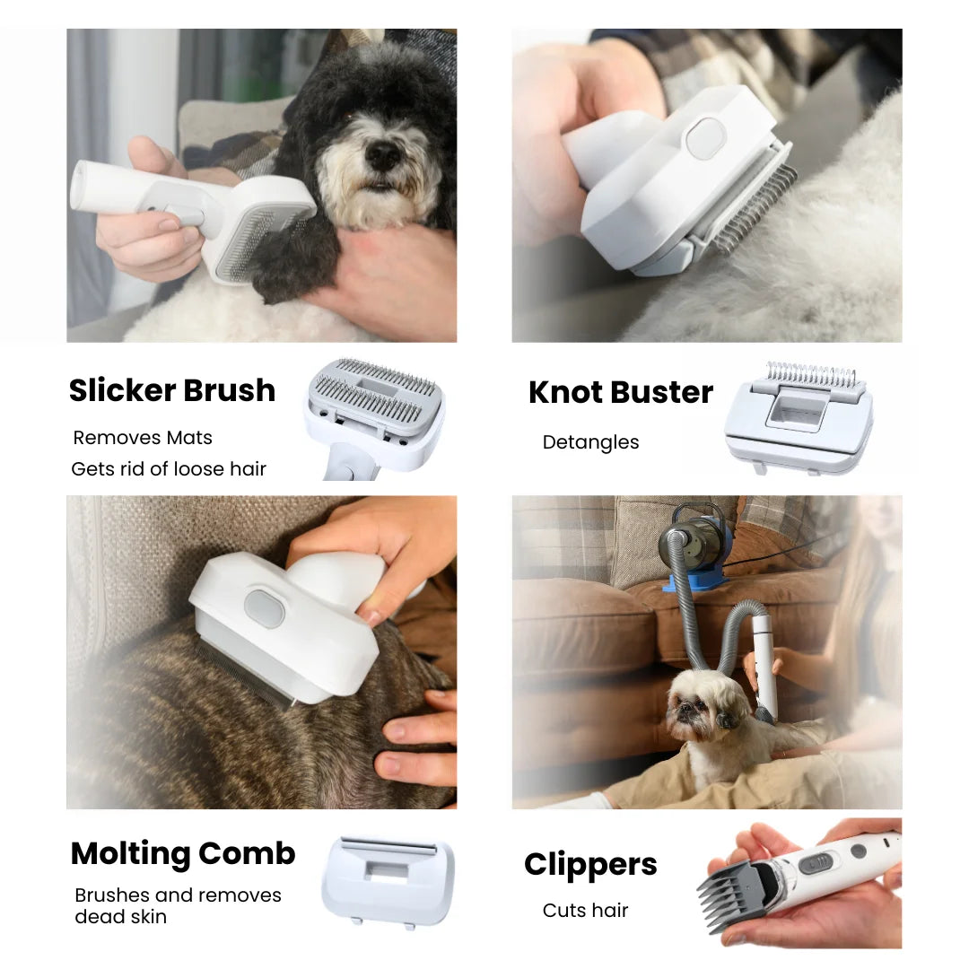 Dog And Cat Grooming Kit With Vacuum For Fur Removal Low Noise Adjustable Speed