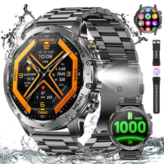 Military Smartwatch 1.7 Inch HD Display With 100 Sports Modes