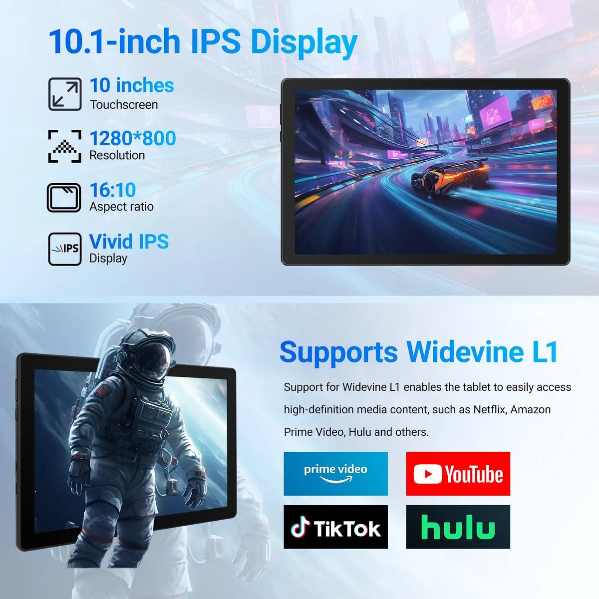 MODERNESS Android Tablet With WiFi 6, Face Unlock, Dual Cameras