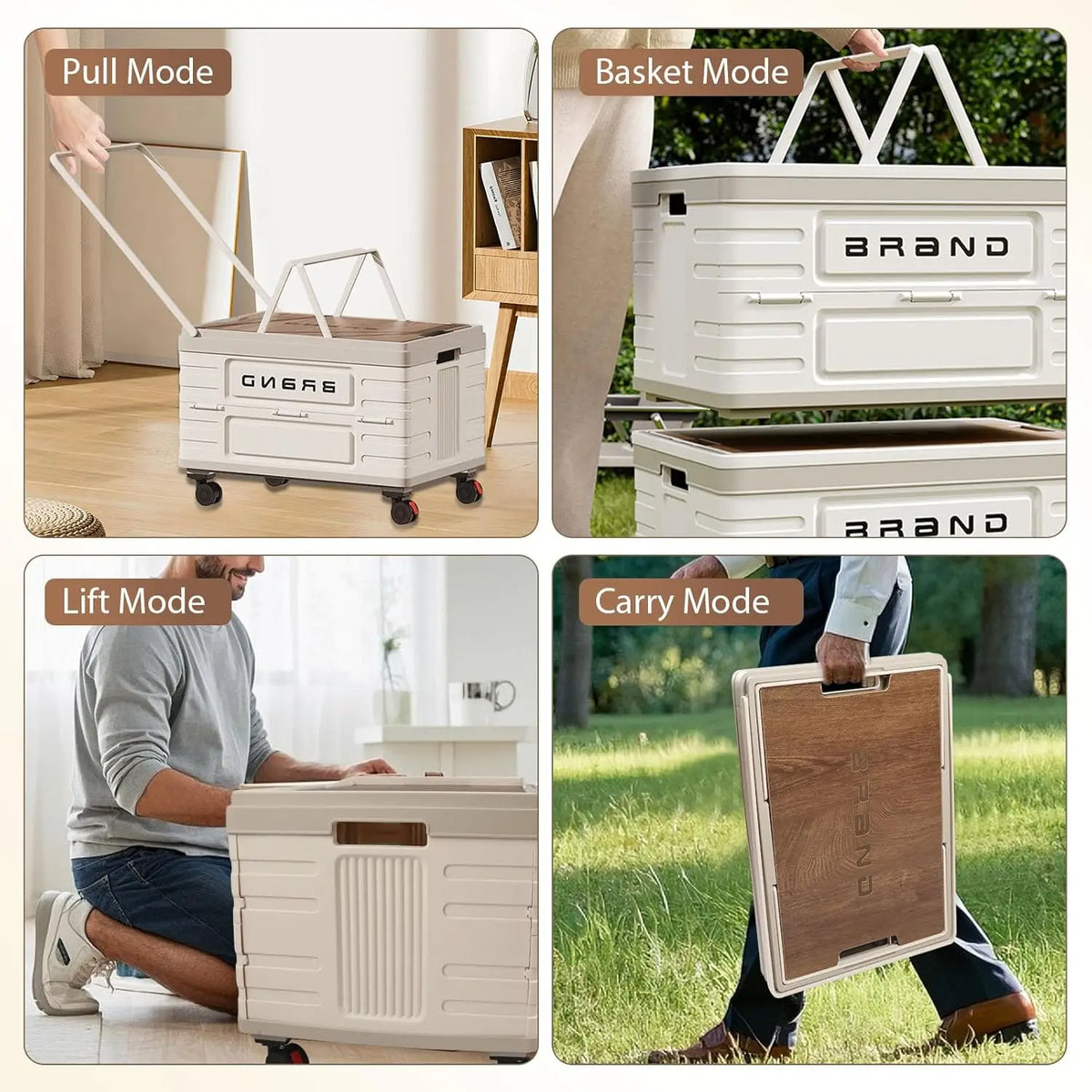 360 Degree Rotating Foldable Storage Cart with Silent Locking Wheels