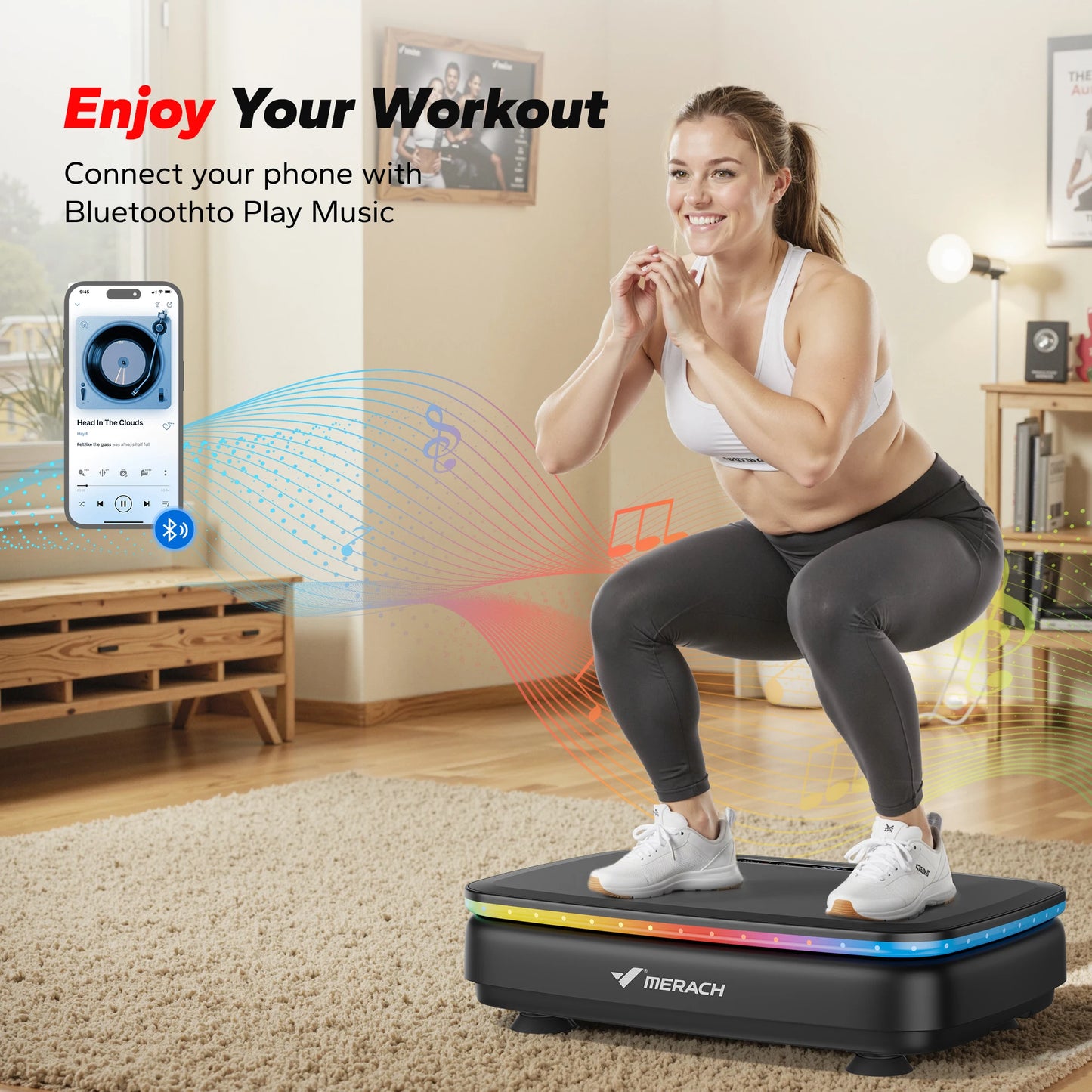 MERACH Vibration Plate Exercise Machine Whole Body Workout Power Platform
