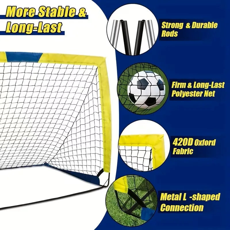 Portable Soccer Goal Set 2 Pack Pop Up Net Backyard Indoor
