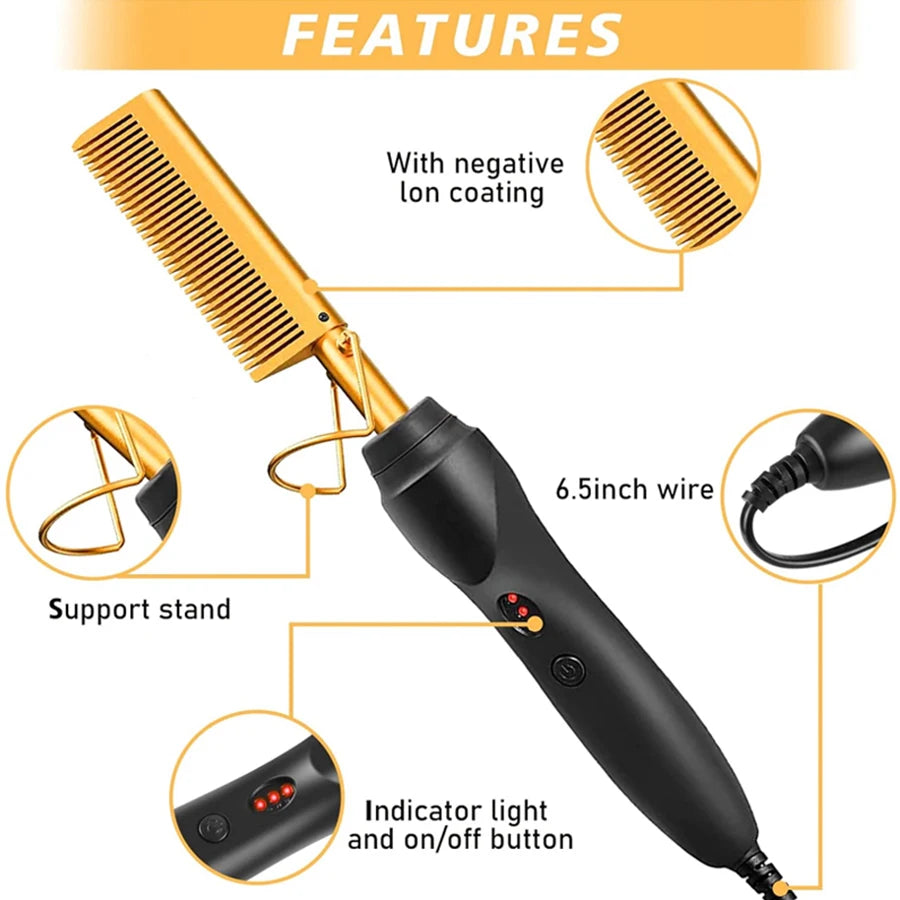 Goiple Electric Hot Comb Hair Straightener Curling Iron For Wigs