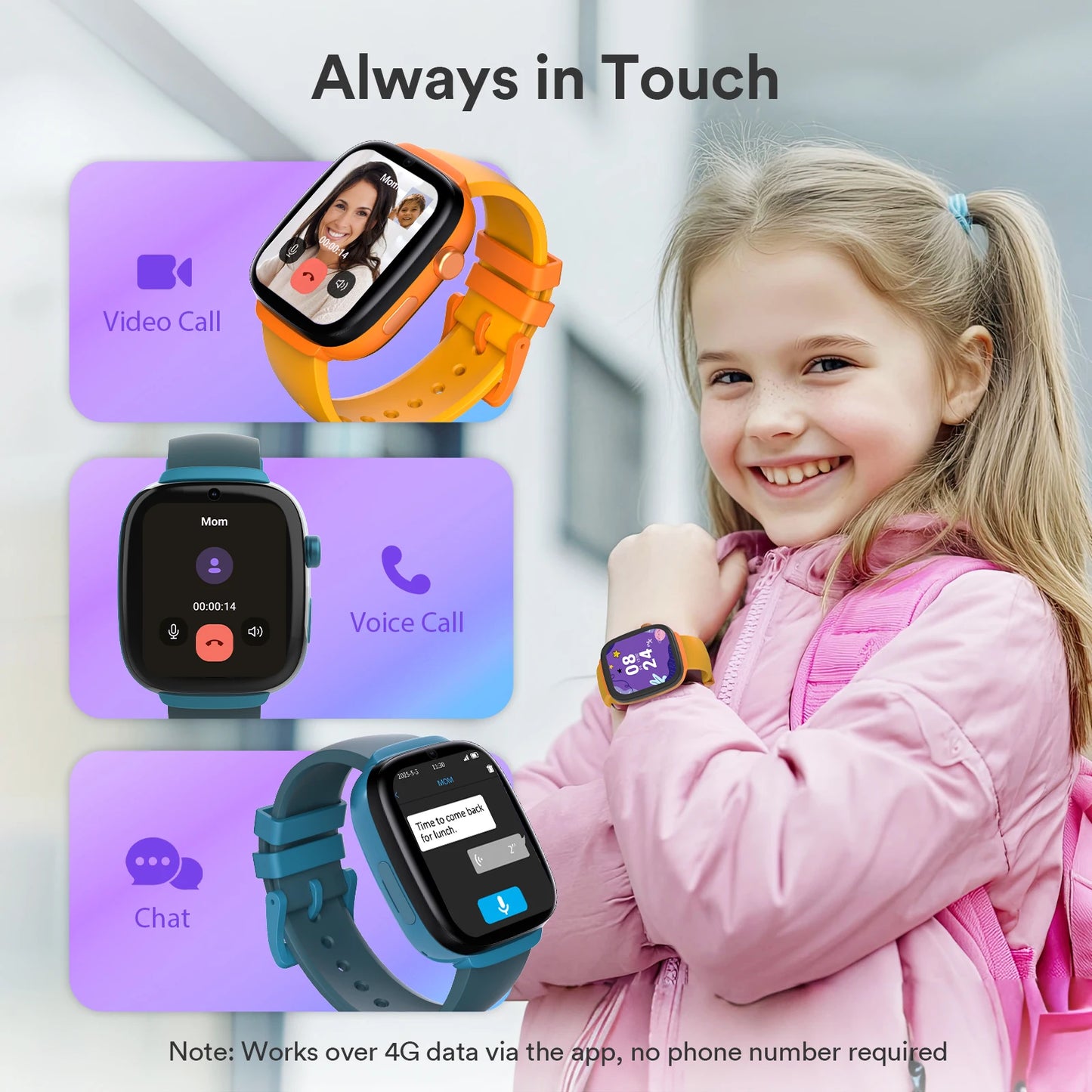 EIOTMART 4G Kids GPS Smartwatch With SOS And Parental Controls