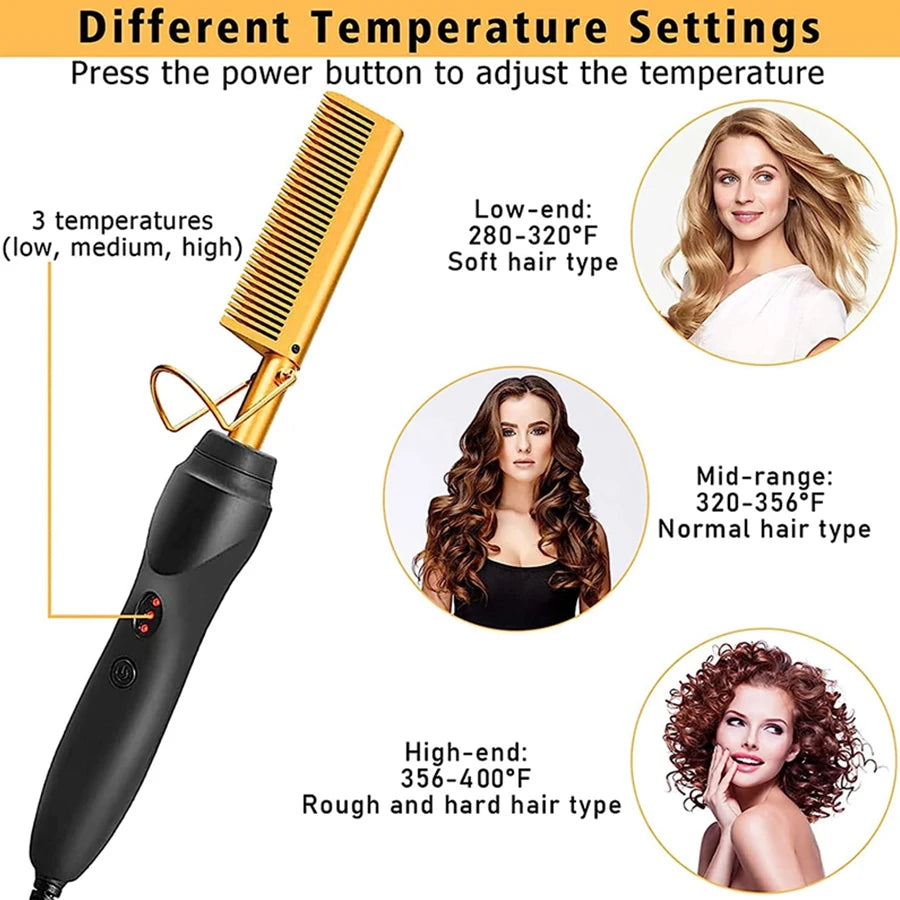 Goiple Electric Hot Comb Hair Straightener Curling Iron For Wigs