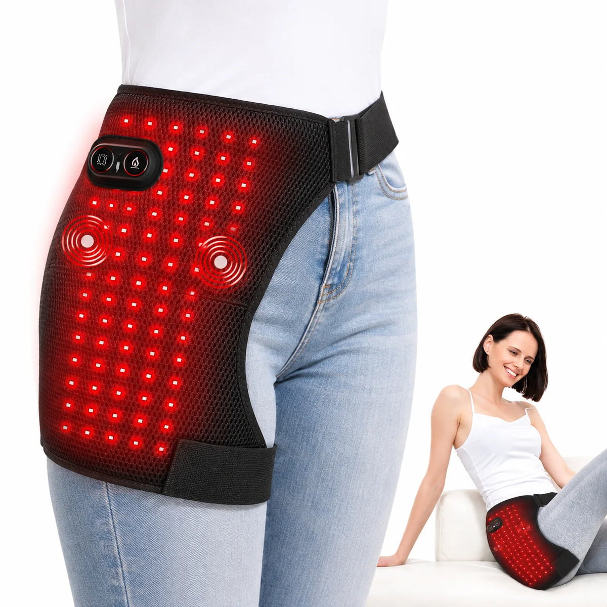 Jitesy Rechargeable Red Light Therapy Hip Wrap With Heat Massage