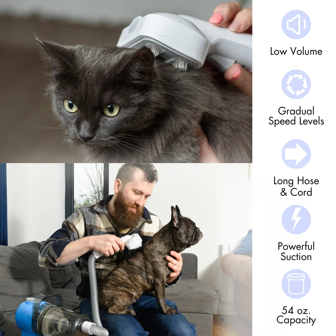 Dog And Cat Grooming Kit With Vacuum For Fur Removal Low Noise Adjustable Speed
