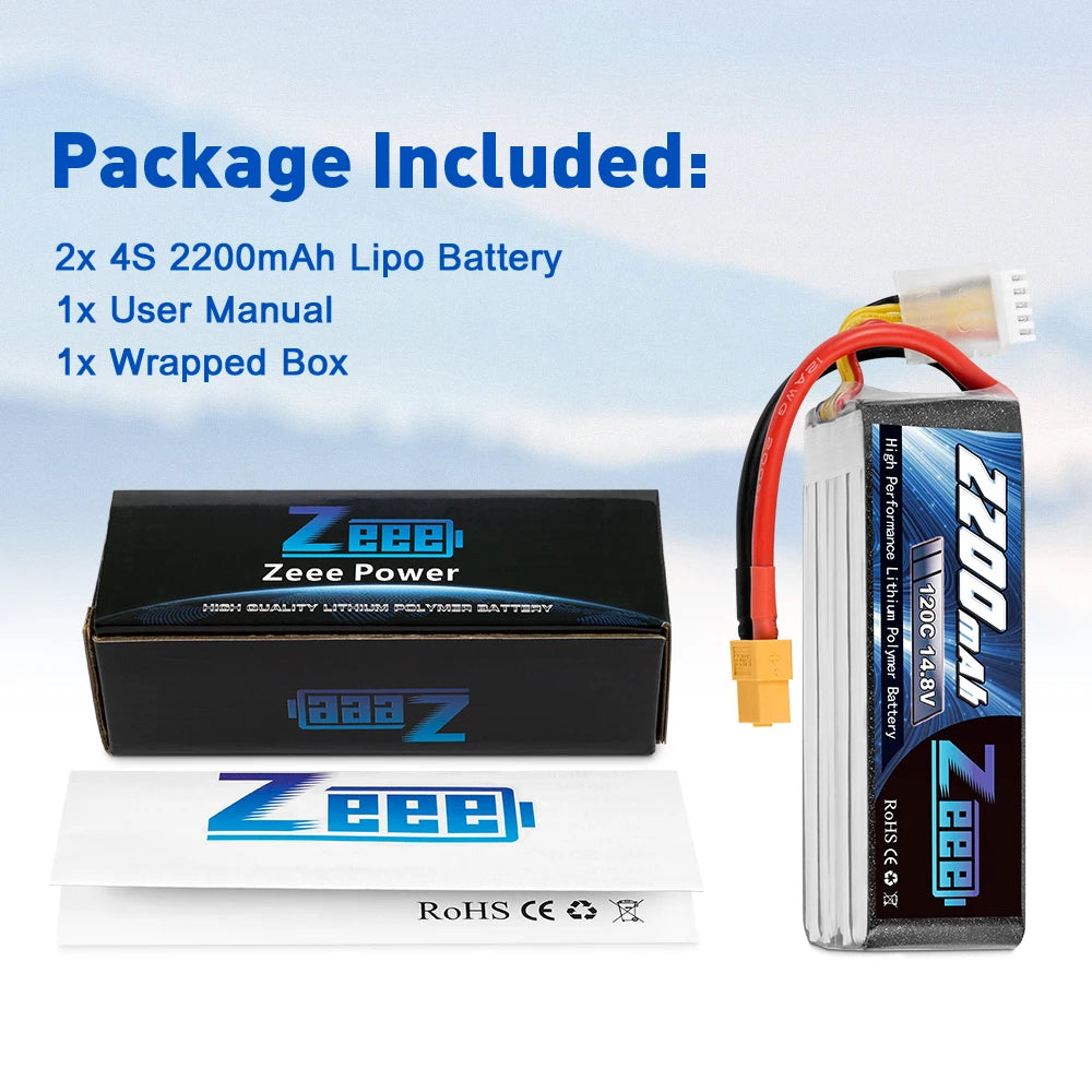 ZEEE 4S 2200mAh 120C Graphene LiPo Battery For FPV Drones