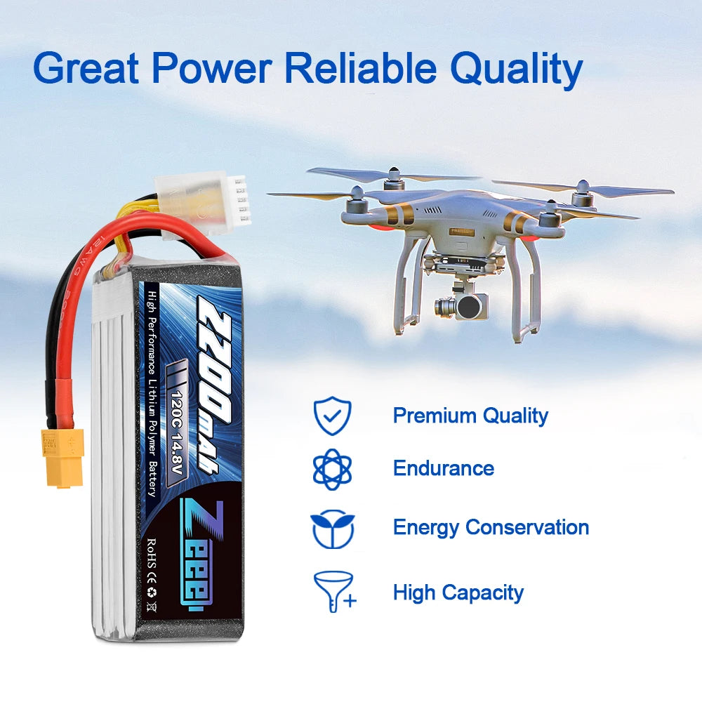 ZEEE 4S 2200mAh 120C Graphene LiPo Battery For FPV Drones