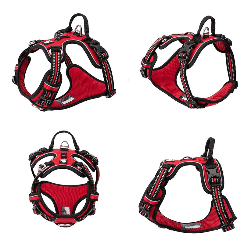 TRUELOVE Reflective Nylon Dog Harness No Pull Adjustable Vehicle Safety