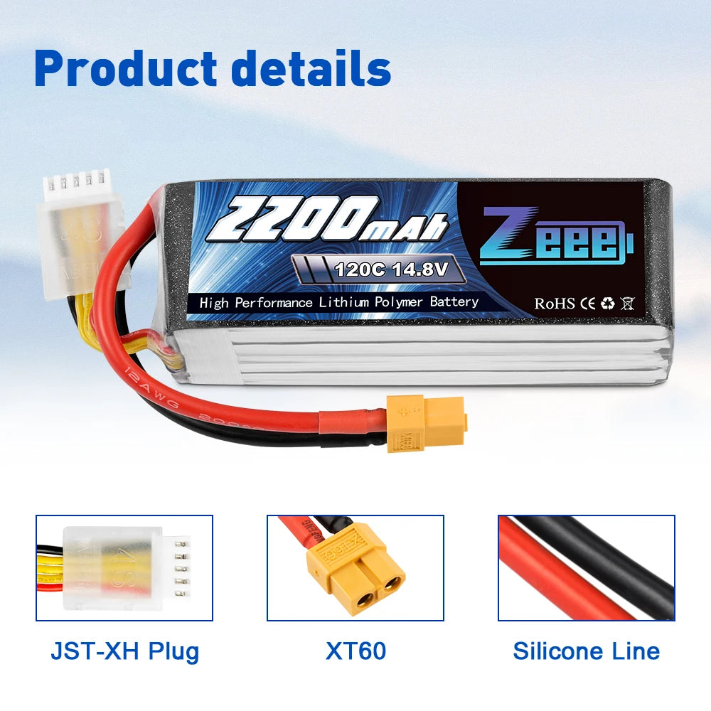 ZEEE 4S 2200mAh 120C Graphene LiPo Battery For FPV Drones