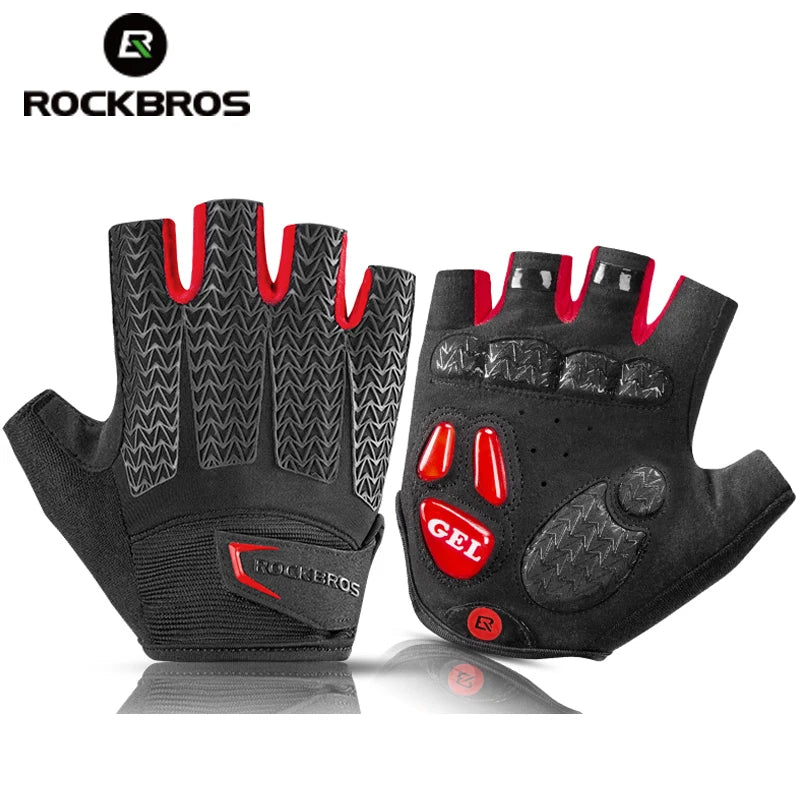 ROCKBROS Cycling Half Finger Gloves Anti Slip Gel Pad Breathable