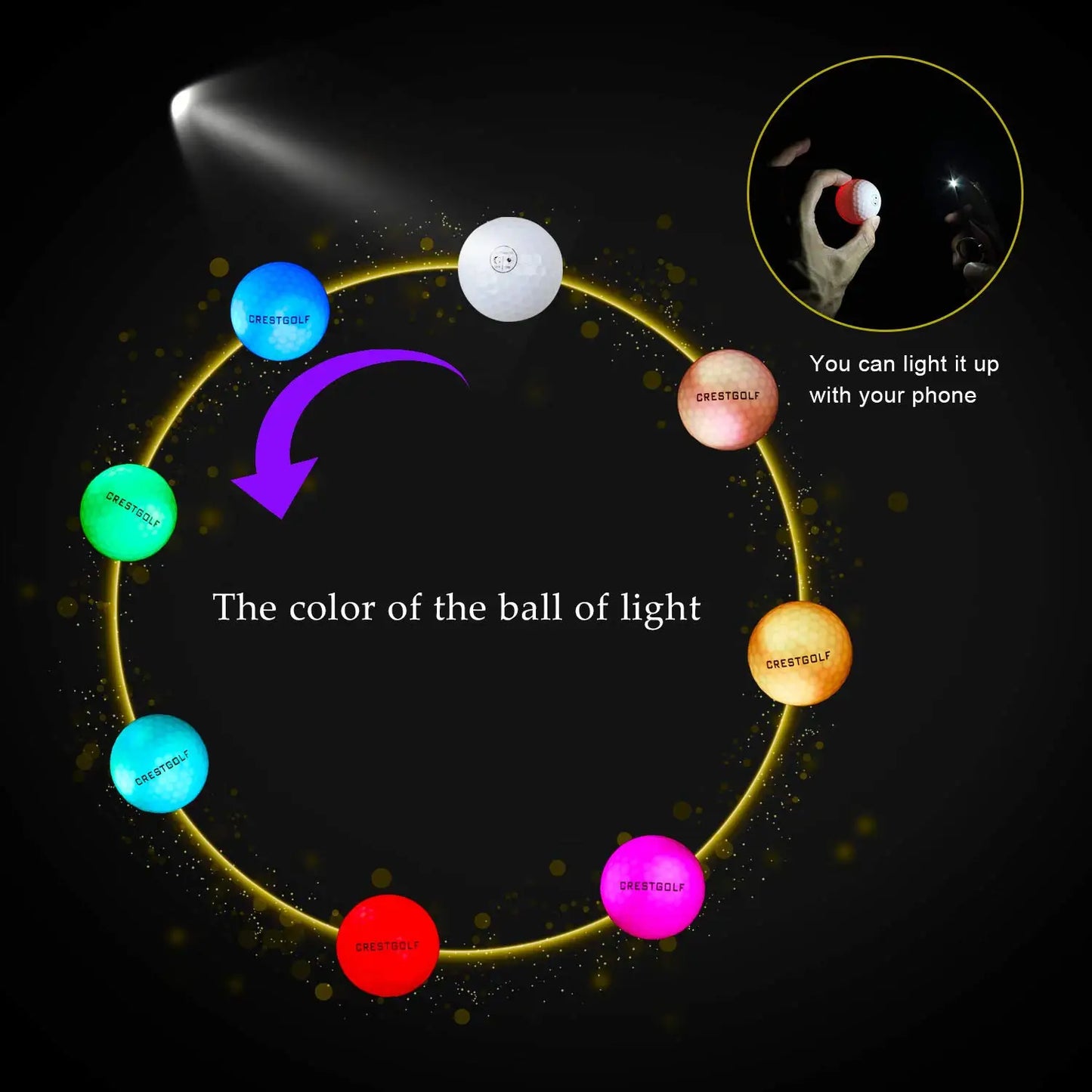 Crestgolf Logo Night Glow LED Golf Ball Pack With Logo