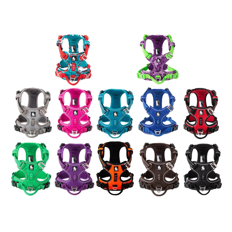 TRUELOVE Reflective Nylon Dog Harness No Pull Adjustable Vehicle Safety