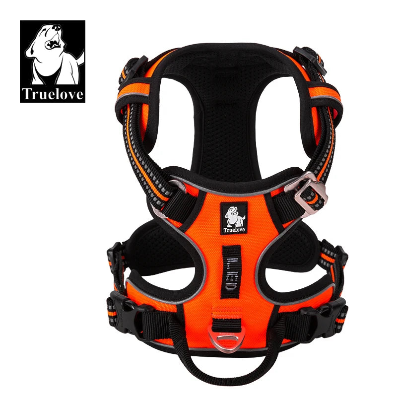 TRUELOVE Reflective Nylon Dog Harness No Pull Adjustable Vehicle Safety